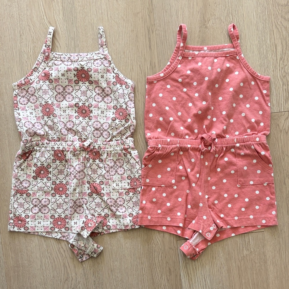18m Pink Floral & Polka Dot Romper Set